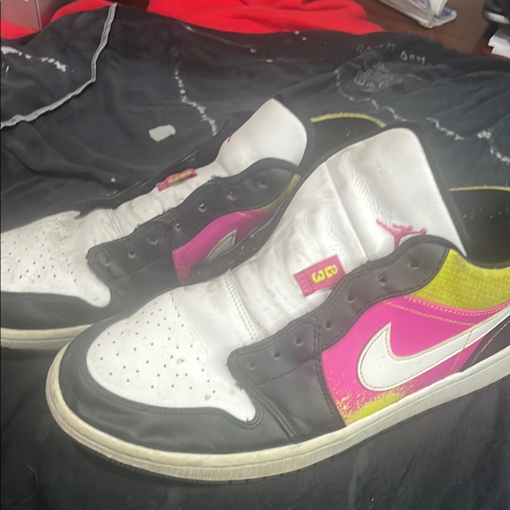Nike Yellow and Pink Sneakers Bold Retro Design